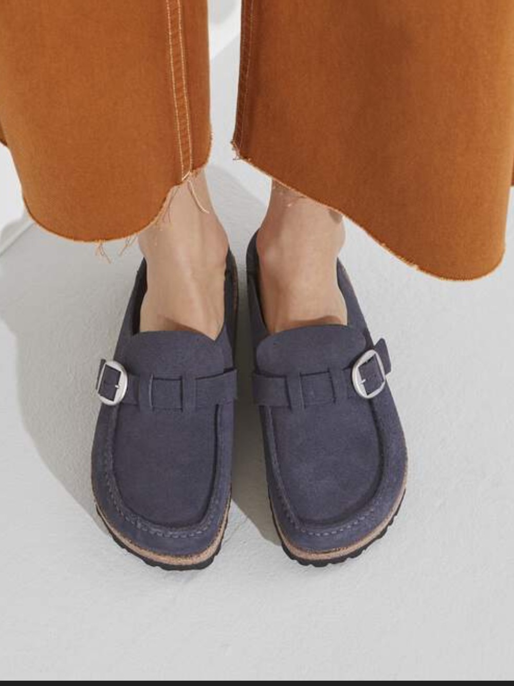Birkenstock Black Suede Buckley Clog Mule with Cork Midsole
